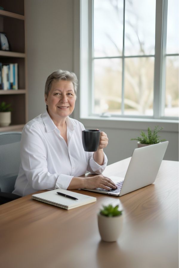 susan at work on her blog
