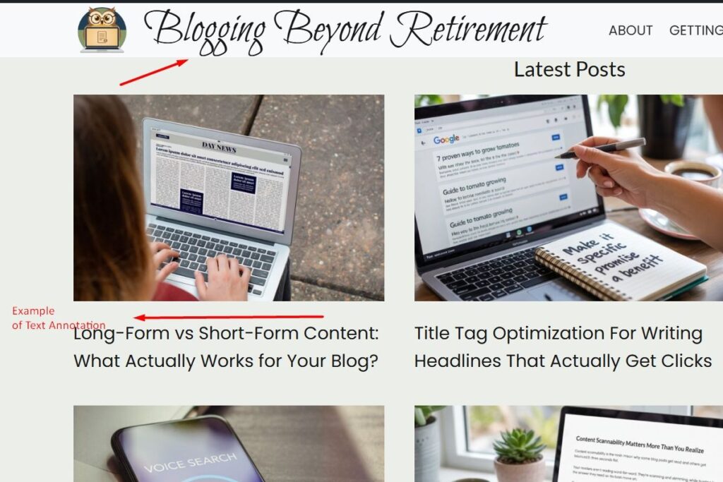 screenshot example for blog post
